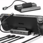 JSAUX 4K@120Hz Docking Station for Steam Deck/OLED/ROG Ally X/Legion Go/MSI Claw, 5-in-1 Dock for Steam Deck OLED with HDMI, 100Mbps Ethernet, Dual USB A 2.0 and 100W USB C Port （HB0602S Upgraded）