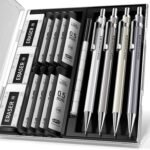 Four Candies 0.5mm Mechanical Pencil Set with Case - 4PCS Metal Mechanical Pencils, 8 Tubes HB #2 Lead Refills, 3PCS 4B Erasers and 9PCS Eraser Refills, Lead Mechanical Pencils for Writing & Drawing