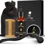 Beard Growth Kit,Beard Roller for Beard Growth,Beard Roller for Hair Growth for Men,100% Natural Ingredients Beard Oil Serum, Stimulate Promote Beard Mustache and Hair Regrowth - Gifts for Men Him Dad Father Boyfriend(5 in 1)