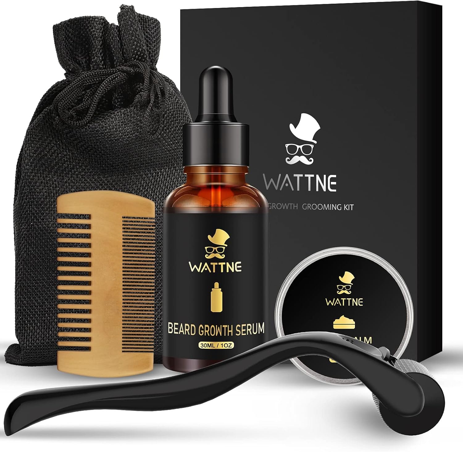 71zJvLyxepL._AC_SL1500_ Beard Growth Kit,Beard Roller for Beard Growth,Beard Roller for Hair Growth for Men,100% Natural Ingredients Beard Oil Serum, Stimulate Promote Beard Mustache and Hair Regrowth - Gifts for Men Him Dad Father Boyfriend(5 in 1) - Image 1