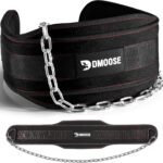 DMoose Fitness Dip Belt for Weight Lifting, Pullup, Squats & Dips - 36" Robust Steel Chain, Comfortable Neoprene Padding Supports 350lbs - Gym Weight Belt for Strength Training Workout & Weightlifting