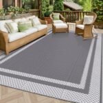 Extra Large Outdoor Rug(275x365cm) - Camping Rug, Porch Rug, Reversible Portable Outdoor Plastic Straw Rug, Waterproof Mat for Rv, Deck, Camper, Balcony, Patio (Grey, 275x365cm)