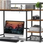 DUSLANG 4 Tier Desk Shelf, 100 cm Desktop Organizer Shelf, Desk Hutch for Computer Monitor, 4 Tier Desktop Display Rack, Wood Bookshelf Storage Rack for Home Office Dorm (Rustic Brown, 100 CM)