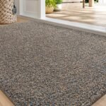 DEXI Dirt Trapper Door Mat, Non-Slip Barrier Mats for Indoor and Outdoor, Super Absorbent Entrance Rug Machine Washable Soft Floor Doormat Carpet, 50 x 80 cm, Brown-Blue