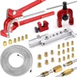 26Pack 3/16 Inch Brake line kit Include 25 FT Zinc-Plated Brake Lines with Fitting(16pcs Fittings,2pcs Union+4pcs Nut) Brake line Bender,Single Flare Tool,Cutter 3/16 Inch Brake line kit (26)
