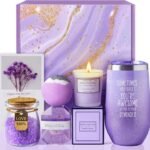 Gifts for Women, Mom, Wife, Girlfriend, Sister, Her - Happy Birthday, Christmas, Valentine's Day, Mothers Day Gifts - Lavender Spa Gift Basket Set