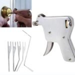 Lock Pick Gun with 5 Tips, Stainless Steel Lock Picking Kit, Locksmith Lock Picking Tool, Easy Operation, Multi-Lock Pick Tool, Lock Picking Practice Set, Door Opener for Picking Locks