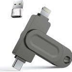 MFi Certified iPhone Flash Drive,512GB Phone Photo Stick,3 in 1 Flash Drive for iPhone,USB Memory Stick for Backup,USB Drive Compatible with iPhone,iPad,Android,PC,More Devices(Black)