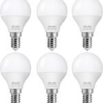 DiCUNO E14 Bulb, 5W Small Edison Screw Bulbs, 550LM, 50W Equivalent, Daylight White 5000K, CRI90, SES LED Light Globe for Home, Pack of 6