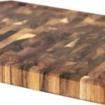 Utoplike Butcher Block Chopping Board, Acacia Wooden Cutting Boards for Kitchen 43Lx 30.5W cm (17" x 12") with Handle and Single-Side Juice Groove, Thickness 3.5cm (1.38")