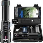 Shadowhawk LED Torch Rechargeable 30000 Lumens, 1500M Long Throw Flashlight, LCD Display Handheld Torches, XHM90.2 Super Bright Tactical Flashlight, Powerful Flash Light for Camping Hunting Gifts