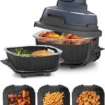 Air Fryer Silicone Liners for Ninja Crispi,Non-Stick Ninja Glass Air Fryer Accessories,Big Liner for 4 QT Container & Small Liner for 6 Cups Container,Reusable Airfryer Replacement Insert