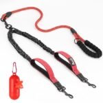 SlowTon Double Dog Leash No Tangle - 360° Swivel Heavy Duty Reflective Lead with Two Padded Handles Dual Dog Splitter, Comfortable Shock Absorbing Walking Training for 2 Large Dogs (25-150 lbs)