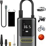 Tire Inflator Portable Air Compressor, 150psi Portable Tire Air Pump For Car Bicycle Motorcycle, Compact Cordless Air Inflator with Digital Tire Pressure Gauge and LED Light