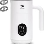 Milk Frother, Electric Milk Frother and Steamer 4 in 1 Automatic Coffee Steamer Frother, 11.8OZ / 350ML Warm and Cold Foam Frother for Coffee,Latte, Cappuccino, Macchiato, Hot Chocolate (White)