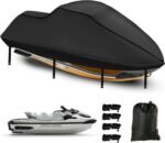 3 Seater Waterproof Jet Ski Covers, Upgraded 420D Heavy Duty Nano Coating PWC Cover,2 Air Vent Marine Grade UV Resistant from 295 to 317 CM (Black)