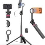 175cm Magnetic Phone Tripod for All Smartphones, Selfie Stick Monopod for Magsafe with Phone Clamp Remote Phone Holder, Portable Tripod for iPhone/Android Action/Digital Camera, Photo Vlog Live Travel