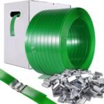 Packaging Strapping, Pallet Straps, Banding Strap (450M Length x 16MM Wide x 0.9MM Thickness PET Polyester Coil Roll and 100 Buckles) - Certified 540KG Break Plastic Strap