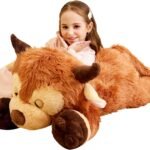 IKASA Giant Highland Cow Stuffed Animal Plush Toy,Large Big Jumbo Soft Toys,85CM Huge Size Cute Fluffy Fat Plushie,Gifts for Kids