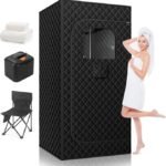 Portable Steam Sauna, Portable Sauna for Home, Sauna Tent Sauna Box with 3L Steamer, Remote Control, Folding Chair, Large Bath Towel, 80x 80x180 - Black