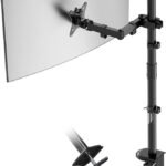 PUTORSEN 80cm Extra-Tall Single Monitor Desk Mount Arm – Fully Adjustable for Most 13 to 35 Inch Monitors, Supports up to 9kg, Includes Cable Clips with Clamp and Grommet Mounting Options,Black