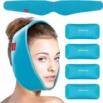 Comfytemp Wisdom Teeth Ice Pack Head Wrap, 4 Reusable Hot & Cold Gel Packs with Adjustable Stretch Wrap, Face Ice Pack for TMJ, Hands-Free Soft Gel Cold Pack, Jaw, Chin and Head Comfort