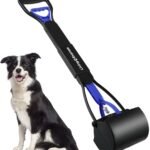 28" Large Pooper Scooper for Dog-Long Handle Dog Poop Scooper-Pet Waste Pick Up Jaw Scooper Without Smelling, Durable Spring Easy to Use Perfect for Grass,Dirt,Gravel (Blue)
