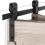 36'' Bifold Sliding Barn Door Hardware Track Kit,Side Mounted Black Roller,Smoothly and Quietly,Assembly Easy (2 Doors Hardware)