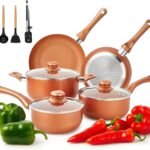 Nonstick Cookware Set 11 Piece, Oven Broiler Safe 350F, Pots and Pans, Kitchen Cooking Set Fry Pans, Saucepans, Saute Pan, Kitchen, Home, Dishwasher Safe