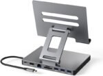 iPad Pro USB C Hub Stand, 9-in-1 Adapter for iPad Pro M4 M2 13 12.9 11 Inch Docking Station Foldable with 4K 60Hz HDMI, RJ45 Gigabit Ethernet, SD/TF Card Reader, 3 USB 3.0, 3.5 mm Audio, iPad Air
