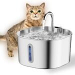 Cat Water Fountain Stainless Steel: 74oz/2.2L Cat Fountain for Drinking - Water Fountains for Cats Indoor - Quiet pet Water Fountain - Kitty spout cat Water Fountain - for Pets& Small Animals