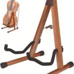 Wood Guitar Stand, Acoustic Electric Guitar Stand with Padded Foam, Wooden Guitar Stand A-Frame Folding Bass Guitar Floor Stand for Guitar, Banjo, Mandolin