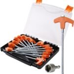 Screw in Tent Peg 16-Piece Set, Heavy-Duty Drill-In Ground Anchors for Camping & Outdoor Use