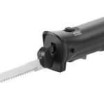 Lenoxx Healthy Choice Stainless Steel Cordless Electric Knife - Rechargeable, Sturdy Grip, Detachable Knife Blades - Safety Activation & Locking - LED Indicator, Adapter Included - Black
