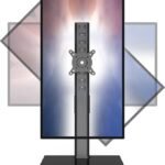 Hemudu Single Monitor Stand 27-43 Inch Monitor Arm Curved Screen Monitor Mount Tempered Glass Base Adjustable Motion Tilt -15° to 10° Swivel ±45° Rotation 360° Weight Capacity 77lbs HT05B-003P