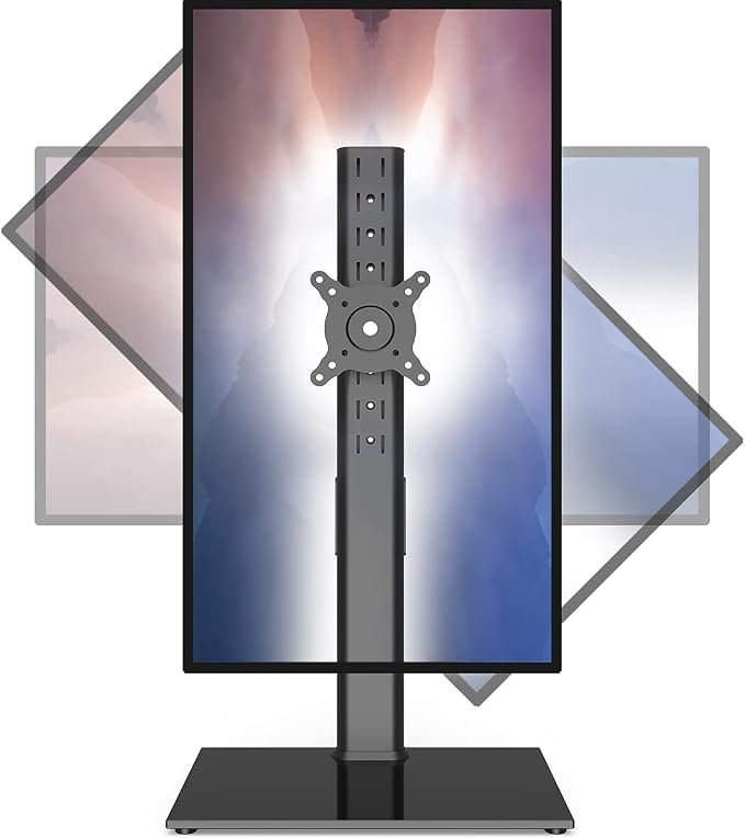51BABH23SZL._AC_SX679_ Hemudu Single Monitor Stand 27-43 Inch Monitor Arm Curved Screen Monitor Mount Tempered Glass Base Adjustable Motion Tilt -15° to 10° Swivel ±45° Rotation 360° Weight Capacity 77lbs HT05B-003P - Image 1