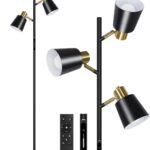 OUTON LED Industrial Tree Floor Lamp, 4 Color Temperatures Modern Dimmable Standing Lamp with Remote & Touch Control, Triple Head Floor Lamps for Living Room Bedroom Office, Black