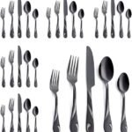 30-Piece Black Cutlery Set for 6, 18/0 Stainless Steel Flatware Set, Shiny Black Metal Fork, Knife and Spoon Set - Dishwasher Safe Silverware Set for Everyday & Formal Dining