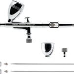 Gaahleri Airbrush Kit Gun Dual-Action Gravity 1/2&1/4 oz Fluid Cup 0.35 0.5 mm Needle Cost-Effective Air Brush Set Makeup Nail Art Painting Model Coloring Cake Decor, Silver,(Advanced Series GHAD-39)