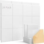 Acoustic Panels 24 Pack Square Soundproof Wall Panels Self-Adhesive, Acoustic Foam Panels High Density Sound Proof Foam Panels for Home Office, Reccording Studio, Ceiling 12" X 12" X 0.4" White