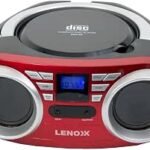 Lenoxx Portable Sport Stereo CD Player - FM Radio, Aux Line-in, Headphone Jack, Compact, Easily accessible Buttons, AC/DC Backup, AUX Compatibility | Red