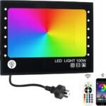 100W RGB LED Flood Light, Waterproof IP66 Floodlight, Outdoor Colour Changing Lights with Smart App Control & Group Control for Garden, Yard, Stage Lighting, Christmas/Halloween Parties Decor
