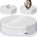 Rotating Display Stand Motorized - Electric Turntable Display 5.4inch / 13.72cm with 3 Modes, 360 Degree Automatic Turntable for Photography Products, Jewelry, Cake, Market Shows - White