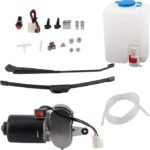 Windshield Wiper Motor Kit, Universal 12V UTV ATV 30W Electric Motor Standard Wiper Motor Kit with Washer Pump Bottle Assembly, UTV Wiper Kit, Blade Arm, Water Spout, Pot, Hose