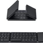 Mcbazel Foldable Bluetooth Keyboard,with Touchpad Portable Wireless Keyboard Compatible Bluetooth 5.1 for iOS, Android, MacOS,Windows System Laptop-Black