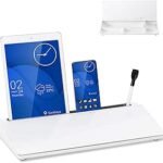 Desk Whiteboard Dry Erase Glass Whiteboard, Desktop White Board to-do List Memo Notepad for Home Office and School Accessories Supplies with Storage Caddy for Computer Keyboard Stand