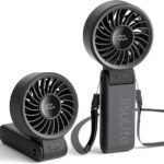 JISULIFE Handheld Fan Life7 – Ultimate Flexibility: High-Power Motor, LED Display, 5000mAh Rechargeable, 5-Speed, Foldable Design, 3-IN-1 Portable Hand/Desk/Neck Fan for Travel, Women (Black)