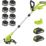 JAGROM Whipper Snipper Cordless with 2x2.0Ah Battery, 20V Line Trimmer, 30cm Grass Trimmer Lawn Mover & Edger Garden Tool, Battery Powered Grass Cutter with 8pcs Spool Line for Home Yard, Green