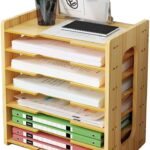 Wood Desk Organizer – 7-Tier A4 File Holder & Document Storage Rack for Office, Home, or School – Wooden Desktop Organizer for Mail, Bills, and Supplies