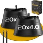2 Pack 20 x 4.0 Fat Tire Tube Schrader Valve, Puncture Proof Bike Tubes for 20 x 4 Bicycle Tire, Butyl Rubber Inner Tube for EBike/Electric Bike/Mountain Bike